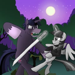 Size: 1280x1280 | Tagged: safe, artist:advanceddefense, derpibooru import, twilight sparkle, twilight sparkle (alicorn), alicorn, pony, ask, female, katana, mare, ninja twilight, sharp teeth, sword, tumblr, twilight unbound, weapon, werelight shine