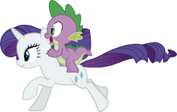 Size: 8049x5084 | Tagged: safe, artist:j5a4, rarity, spike, dragon, pony, unicorn, absurd resolution, dragons riding ponies, riding, running, simple background, transparent background, vector