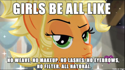 Size: 1830x1029 | Tagged: safe, screencap, applejack, earth pony, pony, simple ways, applejewel, image macro, meme, solo