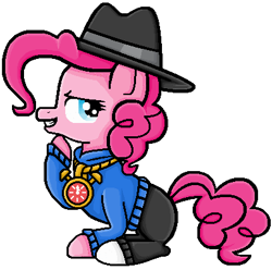 Size: 408x404 | Tagged: safe, artist:flamefyre1235, pinkie pie, earth pony, pony, female, mare, pink coat, pink mane, rapper pie, solo