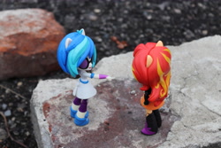 Size: 6000x4000 | Tagged: safe, artist:artofmagicpoland, dj pon-3, sunset shimmer, vinyl scratch, equestria girls, doll, equestria girls minis, toy