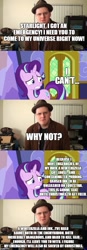 Size: 500x1440 | Tagged: safe, edit, edited screencap, editor:lord you know who, screencap, starlight glimmer, pony, unicorn, comic:the epilogue, best gift ever, atop the fourth wall, bendy and the ink machine, christmas, comic, fanfic art, food, holiday, ink, linkara, pudding, screencap comic, winterchilla, winterzilla