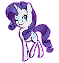 Size: 400x430 | Tagged: safe, artist:vividvulpine, rarity, pony, unicorn, female, mare, one eye closed, solo, wink