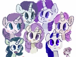 Size: 1024x768 | Tagged: safe, artist:supernoncutie, rarity, sweetie belle, pony, unicorn, female, filly, horn, mare, siblings, sisters, sketch dump