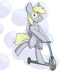 Size: 1024x1024 | Tagged: safe, artist:dumbf, derpy hooves, pony, bipedal, cutie mark background, scooter, solo, underp