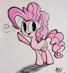 Size: 1135x1219 | Tagged: safe, artist:pelate, pinkie pie, earth pony, pony, hi, solo, traditional art