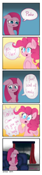 Size: 592x2456 | Tagged: safe, artist:drhikari, pinkie pie, earth pony, pony, comic, duality, feels, hug, pinkamena diane pie, sad