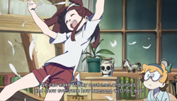 Size: 1600x913 | Tagged: safe, rarity, human, akko kagari, anime, cameo, little witch academia, lotte yanson, pony reference