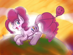 Size: 4000x3000 | Tagged: dead source, safe, artist:kmitangol, pinkie pie, earth pony, pony, balloon, female, mare, open mouth, solo