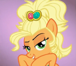 Size: 559x488 | Tagged: safe, screencap, applejack, earth pony, pony, simple ways, applejewel, dreamworks face, solo