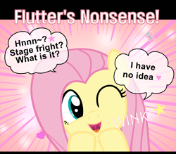 Size: 1600x1400 | Tagged: safe, artist:s.guri, fluttershy, pegasus, pony, americano exodus, cute, happy, heart, looking at you, open mouth, parody, smiling, solo, stars, uvula, vector, wink