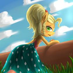 Size: 1000x1000 | Tagged: safe, artist:luciferamon, applejack, earth pony, pony, applejewel, eating, solo