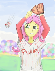 Size: 587x756 | Tagged: safe, artist:trixsun, fluttershy, human, baseball, humanized, major league baseball, mlb, philadelphia phillies, solo