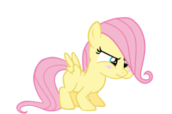 Size: 900x600 | Tagged: safe, artist:s.guri, fluttershy, pegasus, pony, for whom the sweetie belle toils, blushing, cute, filly, frown, puffy cheeks, scrunchy face, shyabetes, simple background, solo, transparent background, vector, younger