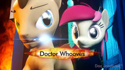 Size: 1920x1080 | Tagged: safe, derpy hooves, doctor whooves, roseluck, pegasus, pony, 3d, crossover, doctor who, female, mare, source filmmaker, tardis, time travel, trailer, unofficial