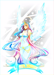 Size: 2892x4022 | Tagged: safe, artist:koveliana, princess celestia, human, chromatic aberration, clothes, color porn, evening gloves, gloves, humanized, jewelry, solo, winged humanization