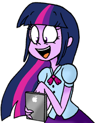 Size: 792x1028 | Tagged: dead source, safe, artist:strangiesleepy, derpibooru import, twilight sparkle, equestria girls, ipad, solo