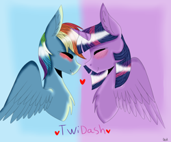 Size: 6000x5000 | Tagged: safe, artist:honeylavender114, derpibooru import, rainbow dash, twilight sparkle, twilight sparkle (alicorn), alicorn, pegasus, pony, absurd resolution, blushing, female, heart, lesbian, shipping, twidash