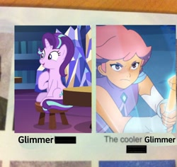 Size: 2170x2048 | Tagged: safe, starlight glimmer, pony, unicorn, drama, glimmer (she-ra), meme, op is a cuck, op is trying to start shit, she-ra and the princesses of power, starlight drama, yearbook