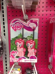 Size: 2448x3264 | Tagged: safe, pinkie pie, earth pony, pony, female, mare, merchandise, my little pony logo, pink coat, pink mane, walkie talkie