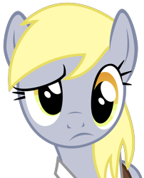 Size: 2622x3238 | Tagged: safe, artist:sketchmcreations, derpy hooves, pegasus, pony, to where and back again, clothes, confused, female, inkscape, looking at you, mare, reaction image, shirt, simple background, solo, transparent background, vector