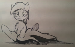 Size: 4744x2988 | Tagged: safe, artist:mang, derpy hooves, pegasus, pony, female, ink, mare, photo, solo, traditional art