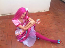 Size: 960x717 | Tagged: safe, artist:ureegy, pinkie pie, human, clothes, cosplay, irl, irl human, photo, solo, stockings