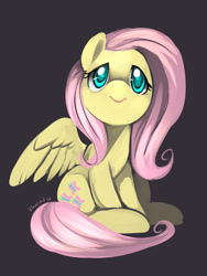 Size: 1280x1703 | Tagged: safe, artist:ende26, fluttershy, pegasus, pony, looking up, sitting, smiling, solo