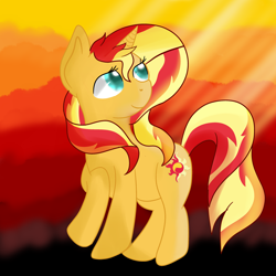 Size: 3000x3000 | Tagged: safe, artist:rainbowtashie, sunset shimmer, unicorn, crepuscular rays, solo, sunset