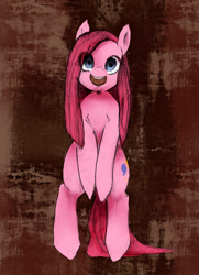 Size: 604x833 | Tagged: safe, artist:kukku pu, pinkie pie, earth pony, pony, bipedal, cute, cuteamena, pinkamena diane pie, pixiv, solo