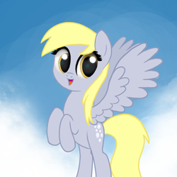 Size: 1500x1500 | Tagged: safe, artist:nimaru, derpy hooves, pegasus, pony, female, mare, open mouth, rearing, solo, spread wings