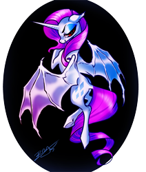 Size: 1081x1273 | Tagged: safe, artist:opalacorn, rarity, bat pony, pony, race swap, solo