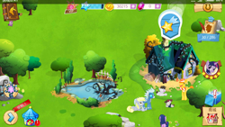 Size: 1280x720 | Tagged: safe, carrot cake, derpy hooves, fleetfoot, pipsqueak, truffle shuffle, twilight sparkle, pegasus, pony, black vine, chinese, female, game screencap, gameloft, mare, vip