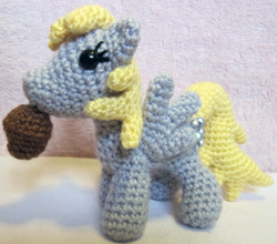 Size: 1024x901 | Tagged: safe, artist:nerdyknitterdesigns, derpy hooves, pegasus, pony, amigurumi, female, food, irl, mare, muffin, photo, plushie, solo