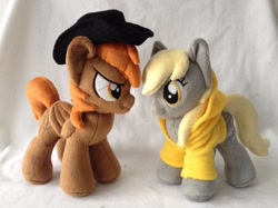 Size: 885x663 | Tagged: safe, artist:burgunzik, derpy hooves, oc, oc:calamity, pegasus, pony, fallout equestria, clothes, female, hat, hoodie, irl, mare, photo, plushie