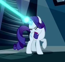 Size: 624x594 | Tagged: safe, screencap, rarity, pony, unicorn, do princesses dream of magic sheep, cropped, dream, eyes closed, female, magic, magic beam, magic blast, mare, raised hoof, solo