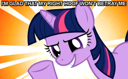 Size: 608x378 | Tagged: safe, derpibooru import, edit, edited screencap, screencap, twilight sparkle, pony, unicorn, caption, female, image macro, innuendo, mare, solo