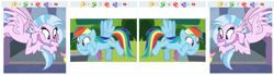 Size: 1221x341 | Tagged: safe, derpibooru import, rainbow dash, silverstream, classical hippogriff, hippogriff, pegasus, pony, cute, derpibooru, juxtaposition, meta