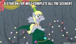 Size: 600x345 | Tagged: safe, edit, edited screencap, screencap, derpy hooves, pegasus, pony, a hearth's warming tail, catasterism, christmas who?, cute, derpabetes, derpy star, female, image macro, mare, meme, sitting in a tree, solo, spongebob squarepants