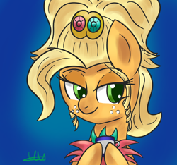 Size: 1280x1200 | Tagged: safe, artist:wolfy-pony, applejack, earth pony, pony, simple ways, applejewel, bust, clothes, cup, dress, portrait, solo