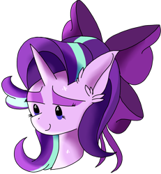 Size: 3600x3900 | Tagged: safe, artist:starlythesillyartist, starlight glimmer, pony, unicorn, bow, ribbon, simple background, smiling, solo, transparent background