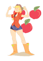 Size: 688x979 | Tagged: safe, artist:fuzenia, applejack, human, humanized, light skin, solo