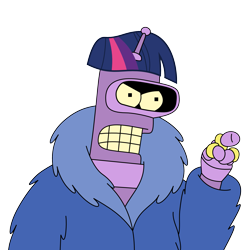Size: 1993x2000 | Tagged: safe, artist:synch-anon, artist:twiforce, derpibooru import, edit, twilight sparkle, bender bending rodriguez, crossover, futurama, parody, recolor, simple background, solo, transparent background, vector
