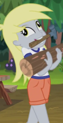 Size: 340x660 | Tagged: safe, screencap, derpy hooves, equestria girls, legend of everfree, cropped, hammer, mouth hold, silly human, solo