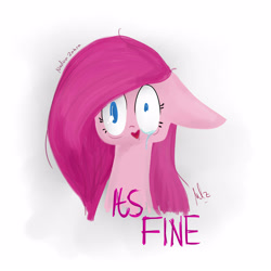 Size: 2500x2500 | Tagged: safe, artist:nadaazahraa, pinkie pie, earth pony, pony, crying, cute, cuteamena, pinkamena diane pie, sad, solo