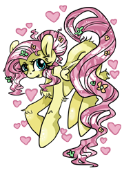 Size: 2480x3508 | Tagged: safe, artist:sk-ree, fluttershy, pegasus, pony, alternate hairstyle, female, heart, mare, simple background, solo, transparent background