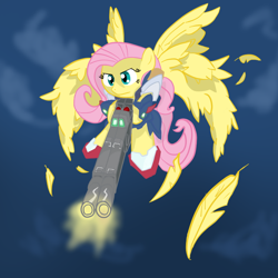 Size: 800x800 | Tagged: safe, artist:gndriver, fluttershy, pegasus, pony, crossover, feather, gundam, gundam wing, solo, wing zero custom, wings