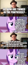 Size: 500x1147 | Tagged: safe, edit, edited screencap, editor:lord you know who, screencap, pinkie pie, starlight glimmer, earth pony, pony, comic:the epilogue, best gift ever, the hearth's warming club, triple pony dare ya, atop the fourth wall, bendy and the ink machine, christmas, comic, fanfic art, food, holiday, impact font, ink, linkara, pudding, screencap comic, spoilers for another series