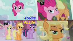 Size: 1280x720 | Tagged: safe, applejack, pinkie pie, earth pony, pony, pinkie apple pie, simple ways, bedroom eyes, comparison, duckface, lips