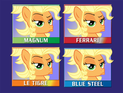 Size: 700x527 | Tagged: safe, applejack, earth pony, pony, simple ways, applejewel, blue steel, duckface, zoolander